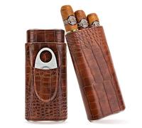 Estuche para puros, humidor de cuero portátil para 3 puros, ideal para viajes de negocios