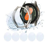 Estuche para reloj + paquete de 5 protectores de pantalla para Samsung Galaxy Watch 7 44 mm, protector de pantalla y carcasa de pc material para Galaxy Watch 7 44 mm