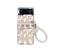 Estuche para Samsung Galaxy Z Flip 3 5G, CrazyLemon Clear Hard PC Bisagra Protector Estuche con Muñequera Estuche Protector para Teléfono Móvil - Mariposa