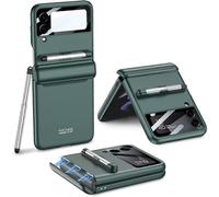 Estuche para Samsung Galaxy Z Flip 3, protección con bisagra magnética con bandeja para lápiz, lápiz capacitivo, protector de lente de cámara de