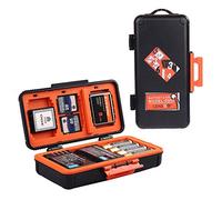 Estuche para Tarjeta de Memoria,LENSGO D950 Funda para Tarjeta de Memoria Compacta - Caja tarjeta de memoria Prueba de Agua y Polvo para 3 Baterías de Cámara, 6 Tarjetas SD, 3 Tarjetas CF/XQD(Naranja)