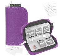 Estuche para Tarjetas de Memoria Eco-Fused - Cabe hasta 22x SD, SDHC, Micro SD, Mini SD y 4X CF - Soporte con 22 Ranuras (Morado)