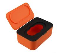 Estuche para toallitas de bebé con tapa de empuje con una sola mano, almacenamiento impermeable para toallitas y pañuelos, organizador de baño de plástico PP 19 x 13 x 7,8 cm (negro naranja)