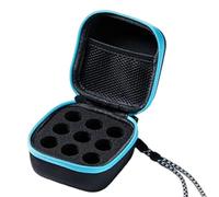Estuche para viales, soporte para viales de 9 ranuras, estuche de almacenamiento de péptidos para refrigerador con ranuras para esponja seguras y bolsillo de malla, azul (se adapta a de 10 ml)