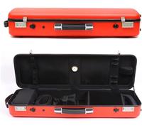Estuche para violín 4/4 Tamaño completo Carcasa rígida de fibra de carbono de alta resistencia Asas duraderas Almacenamiento interno con correas de mochila Bolsa para partituras,Rojo,Cerradu
