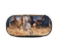 Estuche pequeño con diseño de Caballo Salvaje Corriendo contra una tormenta de Arena, Estuche de Gran Capacidad para lápices, Organizador de papelería de Oficina