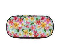 Estuche pequeño con diseño de Flores Tropicales de Acuarela y Plumeria Floral, Estuche de lápices de Gran Capacidad, Organizador de papelería de Oficina