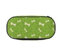 Estuche pequeño con diseño de Patas de Perro y Huesos Verdes, Estuche de Gran Capacidad para lápices, Organizador de papelería de Oficina