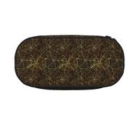 Estuche pequeño con diseño de telaraña Dorada, Estuche de Gran Capacidad para lápices, Organizador de papelería de Oficina