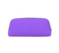Estuche pequeño de cuero fresco con cremallera de color sólido, bolsa de papelería, bolsa de cosméticos, adecuada para hombres, mujeres, artistas, uso en casa y oficina, Color morado claro, Talla