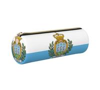 Estuche pequeño de piel sintética con diseño de bandera de San Marino para lápices, diseño delgado con cremallera