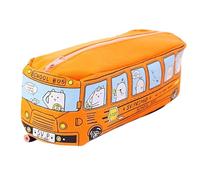 estuche pequeño Estuche grande de lona con cremallera for lápices, organizador de papelería, suministros de almacenamiento y organización, con bonito dibujo de autobús urbano. estuches(Oranje)