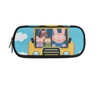 Estuche pequeño para espejo de coche, estuche grande con cremallera, para escuela, adolescentes, niñas, niños, hombres, mujeres, bolsa de almacenamiento de papelería, Conejito y caballo, Talla única,