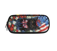 Estuche pequeño para lápices con cremallera, diseño de gato, estuche pequeño para lápices, monedero, bolsa de cosméticos, bonita bolsa de almacenamiento, Gato negro y negro, Talla única, Black