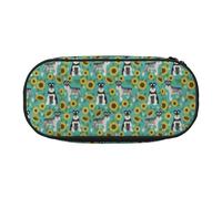 Estuche pequeño para lápices de Gran Capacidad, Organizador de papelería de Oficina, diseño de Girasoles, Primavera, Verano, Floral, Raza de Perro Schnauzer.
