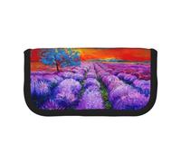 Estuche pequeño para lápices de pintura al óleo de lavanda, estuche para lápices estético, bolsa de almacenamiento para bolígrafos, oficina, Black, Talla única, Organizador de bolsas