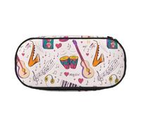 Estuche pequeño para lápices, Estuche de Gran Capacidad, Organizador de papelería de Oficina, Tema La música es mi Vida, Discos de música Blues