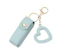 Estuche pequeño para pintalabios, estuche de viaje para maquillaje, piel sintética portátil, con colgante de amor, para pintalabios, perfume, esmalte de uñas, D.light Blue2, 9 x 3 cm, Ver descripción