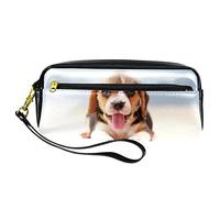 Estuche pequeño y lindo Beagle para lengua de perro, bolsa de piel sintética con cremallera para niños y niñas, suministros escolares y de oficina