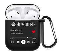 Estuche Personalizado para AirPods de 2 Lados para Apple AirPods de 1 y 2 Generaciones, Cubierta de Estilo Musical con Código de Spotify Escaneable (Negro)