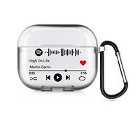 Estuche Personalizado para de 2 Lados para Apple AirPods 4, Cubierta Estilo Música con Código de Spotify Escaneable (Semitransparente)