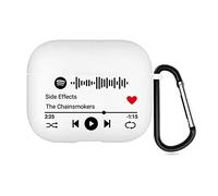 Estuche Personalizado para de 2 Lados para Apple AirPods 4, Cubierta Estilo Música con Código de Spotify Escaneable (Blanco)