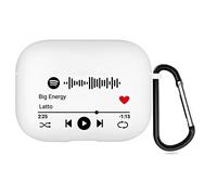 Estuche Personalizado para de 2 Lados para Apple AirPods Pro 3rd (2025), Cubierta Estilo Música con Código de Spotify Escaneable (Blanco)