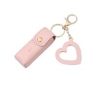 Estuche Pintalabios Bolsa de Cuero portátil for lápiz Labial, Bolsa Maquillaje, bálsamo, Llavero, Funda Protectora for lápices labiales con Espejo(Pink)