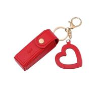 Estuche Pintalabios Bolsa de Cuero portátil for lápiz Labial, Bolsa Maquillaje, bálsamo, Llavero, Funda Protectora for lápices labiales con Espejo(Red)
