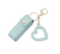 Estuche Pintalabios Bolsa de Cuero portátil for lápiz Labial, Bolsa Maquillaje, bálsamo, Llavero, Funda Protectora for lápices labiales con Espejo(Green)