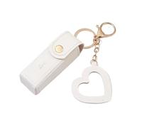 Estuche Pintalabios Bolsa de Cuero portátil for lápiz Labial, Bolsa Maquillaje, bálsamo, Llavero, Funda Protectora for lápices labiales con Espejo(White)