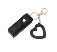 Estuche Pintalabios Bolsa de Cuero portátil for lápiz Labial, Bolsa Maquillaje, bálsamo, Llavero, Funda Protectora for lápices labiales con Espejo(Black)