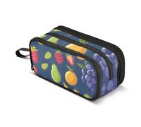 Estuche plano de dibujos animados de frutas virgenes de gran capacidad para niños y niñas, estuche para lápices de 3 compartimentos, organizador de papelería, estuche para escuela, oficina, trabajo,