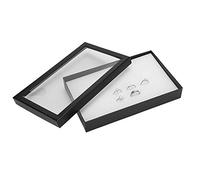Estuche Porta Joyas, Organizador de Aretes de Anillos de Flocado de 36 Ranuras con Tapa Transparente, Caja de Almacenamiento de Exhibición de Anillo Opcional en Blanco Y Negro, para Anillos,(Blanco)