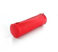 Estuche Porta Todo Redondo de Silicona con Amplio Apartado Interior con Cierre de Cremallera, Lavable y Muy Resistente para Material Escolar o como Neceser, Colorline by Office Box. (Rojo Coral)