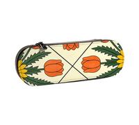 Estuche portátil con estampado de girasol y tulipán | Estuche de cuero para lápices, estuche grande con cremallera, bolsa multiusos para uso diario en la oficina