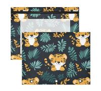 Estuche portátil de 3 agujeros para papel A4, carta, paquete de 2 unidades, para profesores, hogar, selva, lindos tigres de animales