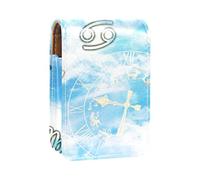 Estuche portátil de astrología con horóscopo del zodiaco constelación para viajes, mini caja de almacenamiento de lápiz labial con espejo para mujeres y mujeres, bolsa de cosméticos de cuero, Varios colores, 9.5x2x7 cm/3.7x0.8x2.7 in