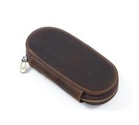 Estuche portátil de cuero para guardar bolígrafos, Estuche De Cuero for Lápices Con Cremallera 3 Ranuras Multicolor 16.5x7.5x3cm(Coffee)