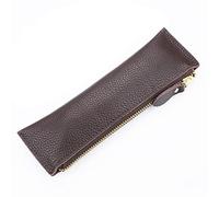 Estuche portátil de cuero para guardar bolígrafos, Estuche de piel for bolígrafos for lápices con cremallera Multicolor 210x60 mm(Coffee)