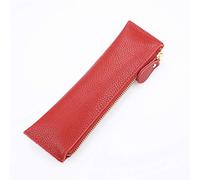 Estuche portátil de cuero para guardar bolígrafos, Estuche de piel for bolígrafos for lápices con cremallera Multicolor 210x60 mm(Red)