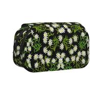 Estuche portátil de doble capa con diseño floral de edelweiss suizo alpino.