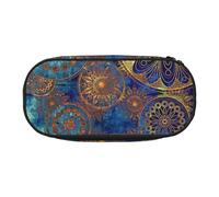 Estuche portátil de gran capacidad con estampado de mandala de cielo estrellado para estudiantes, adolescentes y adultos, Black, Talla única, Organizador de bolsas