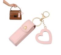 Estuche portátil de piel sintética impermeable para pintalabios, Pink | Estuches de viaje de maquillaje portátiles compactos y ligeros para lápiz labial, brillo de labios, perfume, laca de uñas