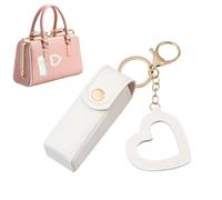 Estuche portátil de piel sintética impermeable para pintalabios, White | Estuches de viaje de maquillaje portátiles compactos y ligeros para lápiz labial, brillo de labios, perfume, laca de uñas