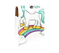 Estuche portátil de unicornio y arco iris para viajes, mini caja de almacenamiento de lápiz labial con espejo para mujeres y mujeres, bolsa de cosméticos de cuero, Varios colores, 9.5x2x7 cm/3.7x0.8x2.7 in