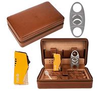 Estuche Portátil de Viaje para 4 -Puros, Cortapuros, Humidificador de Puros con Cortapuros y Humidificador, Regalo del día del padre, Regalode Cumpleaños