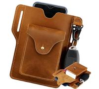 Estuche portátil for Cigarrillos, Organizador de Bolsillo, Funda for cinturón de teléfono, riñonera, for Trabajo, Senderismo, Camping, Barbacoa y Rescate.(Light Brown)