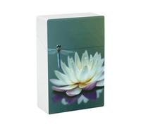 Estuche portátil impermeable para cigarrillos, de plástico, tamaño normal, con bolsillo para cigarrillos, libélula con nenúfar, funda de almacenamiento abierta para hombres y mujeres