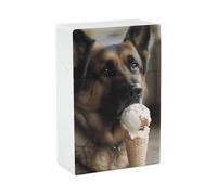 Estuche portátil impermeable para cigarrillos, de plástico, tamaño normal, con bolsillo para guardar cigarrillos, perro a quien le gusta el helado, funda de almacenamiento abierta para hombres y